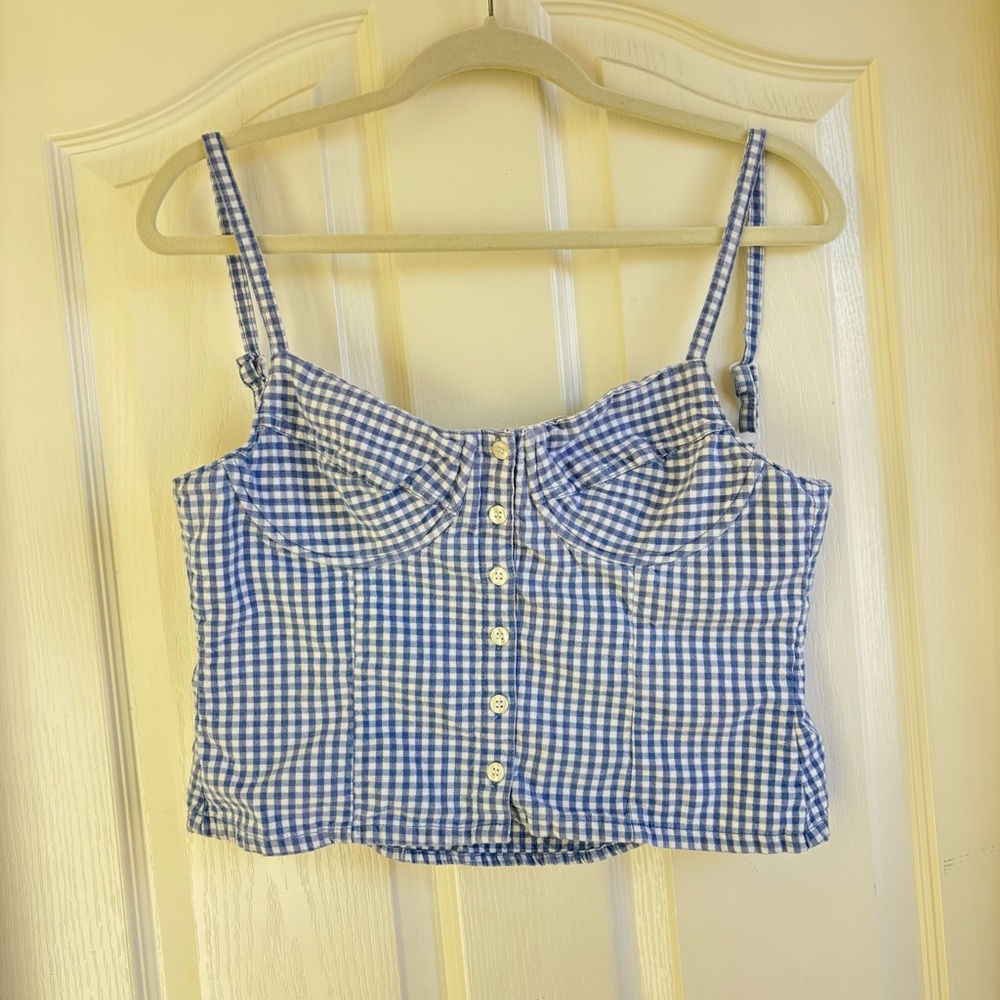 Vintage Blue Gingham Women's Crop Top